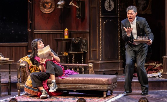 Annie recoils and hides, Dennis laments dramatically.