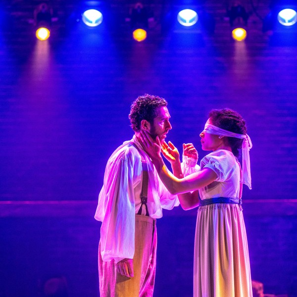 Pictured: Eric Craig, Beck Lloyd. Directed by Rebecca Northan, Choreographed by Krista Leis, Set Design by Brandon Kleiman, Costume Design by Joanna Yu, Lighting Design by Sophie Tang, Sound Design by Maddie Bautista. Photo by Dahlia Katz.