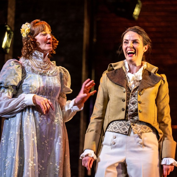 Pictured: Carmen Grant, Sarah Wilson. Directed by Rebecca Northan, Choreographed by Krista Leis, Set Design by Brandon Kleiman, Costume Design by Joanna Yu, Lighting Design by Sophie Tang, Sound Design by Maddie Bautista. Photo by Dahlia Katz.