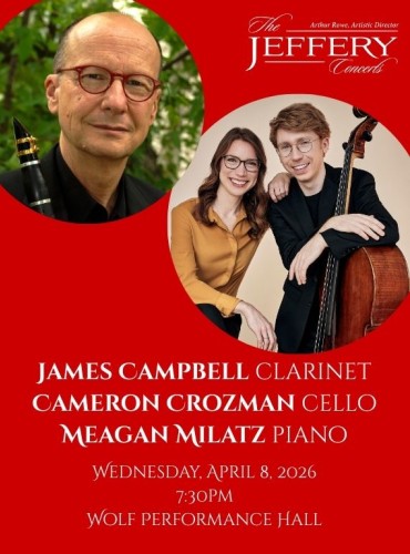 James Campbell, clarinet, Cameron Crozman, cello and Meagan Milatz, piano